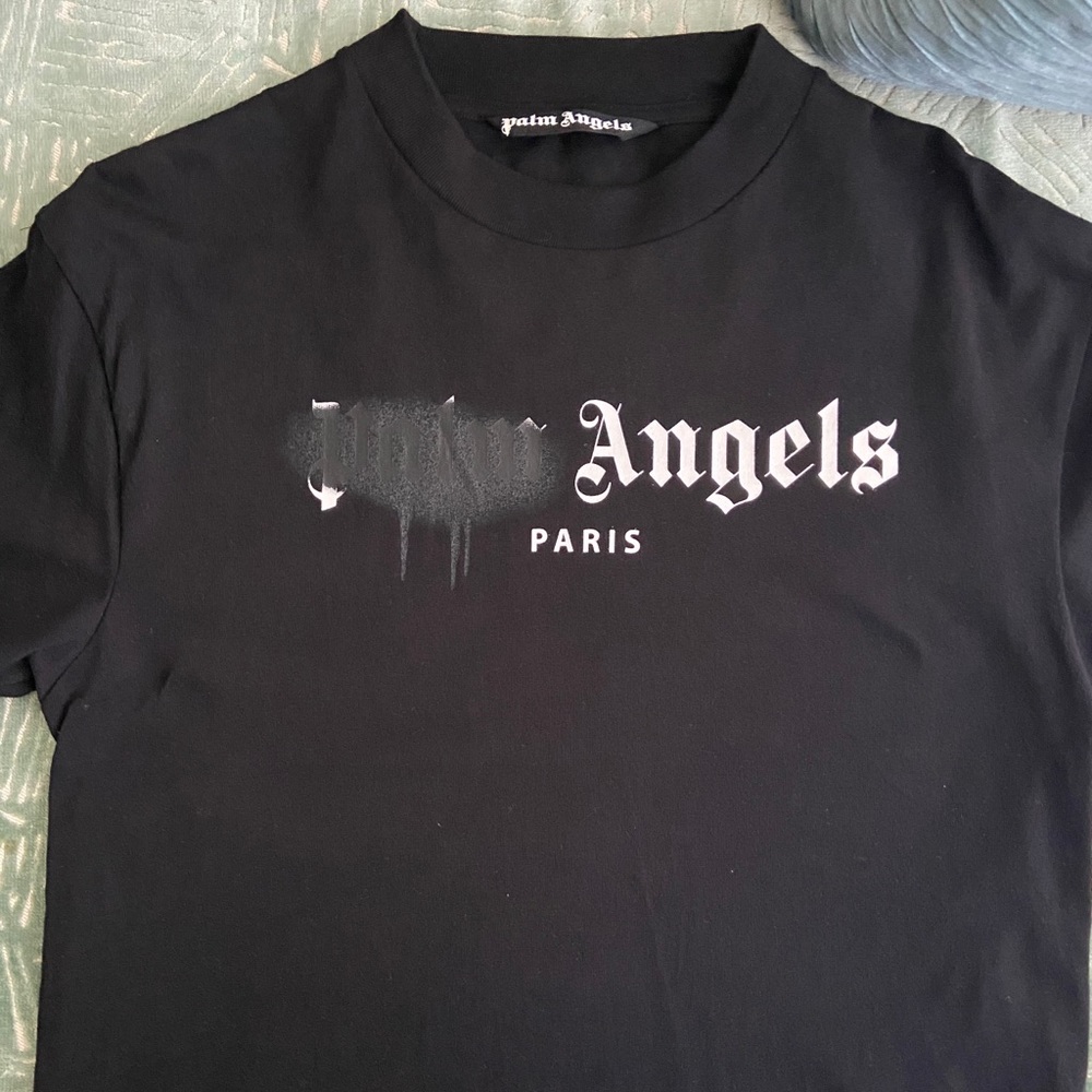 Palm Angels Paris Black Spray Tee Shirt